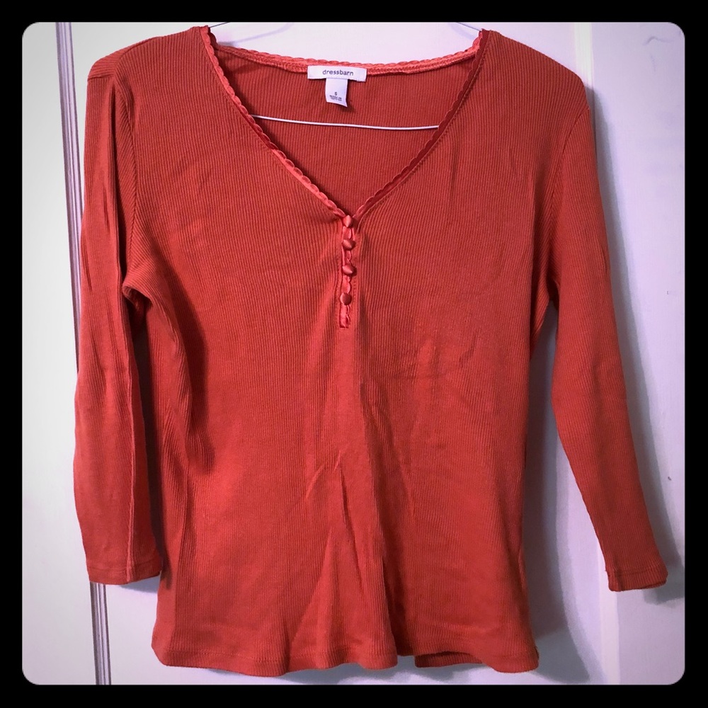 *SOLD* Dress Barn Satin Trim Henley Top